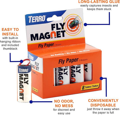 TERRO T518 Fly Trap Indoor Housefly, 4 Pack, Sticky Fly Trap Indoor Hanging