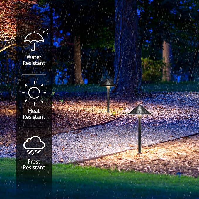 SUNVIE 8-Pack Low Voltage Landscape Pathway Lights 12-24V 3W LED Landscape Lighting 3000K Outdoor Pathway Lighting IP65 Waterproof Aluminum Wired Path Lights for Yard Garden Walkway, ETL Listed Cord