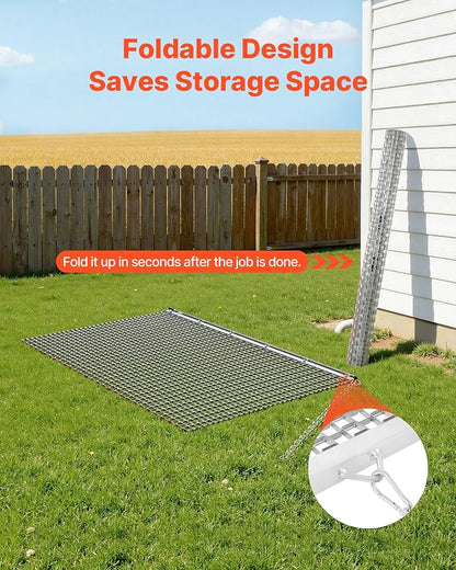 VEVOR Drag Harrow, 6 x 3 ft, High-Efficiency Chain Harrow Rake, ATVs UTVs Tractors Attachments, Durable Galvanized Steel Mesh Drag Mat with Towing Chain, for Gravel Driveway Ruts Farm Field Leveling