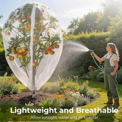 Fruit Tree Netting Cover with Zipper & Drawstring, 2 Packs 8ft x 8ft Insect Bird Barrier Netting for Garden Protection, Ultra Fine Mesh Garden Netting