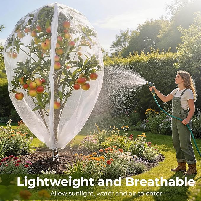 Fruit Tree Netting Cover with Zipper & Drawstring, 2 Packs 10ft x 10ft Insect Bird Barrier Netting for Garden Protection, Ultra Fine Mesh Garden Netting Pest Barrier, Extra Large