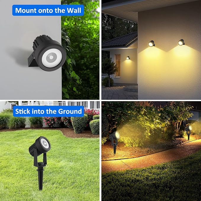 T-SUNUS Solar Christmas Spotlight Outdoor Warm White 3000K, 4-in-1 Spot Lights IP65 Waterproof 9.8ft Cable 5W Separated Panel, Auto On/Off for Garden Flag Tree Patio Yard Driveway Pathway Halloween