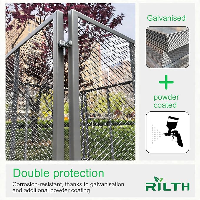 Large Compost Bin Outdoor - Metal Wire Mesh Compost Bins with Rust-Proof Coating, Easy to Assemble Square Garden Compost Bin for Yard Waste, Leaves & Kitchen Scraps 37x37x30 Inches Gray