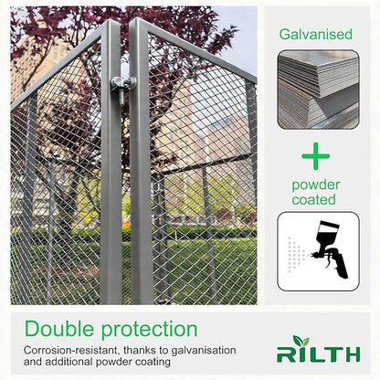 Large Compost Bin Outdoor - Metal Wire Mesh Compost Bins with Rust-Proof Coating, Easy to Assemble Square Garden Compost Bin for Yard Waste, Leaves & Kitchen Scraps 37x37x30 Inches Gray