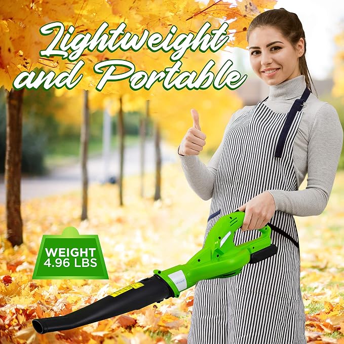 Serenlife Lightweight Cordless Leaf Blower - 18V, 55 MPH Air Speed - Perfect for Decks, Gutter Cleaning, Snow & Small Yards - Rechargeable Battery & Charger Included - Charge Time 4 Hours - Only 5 lbs