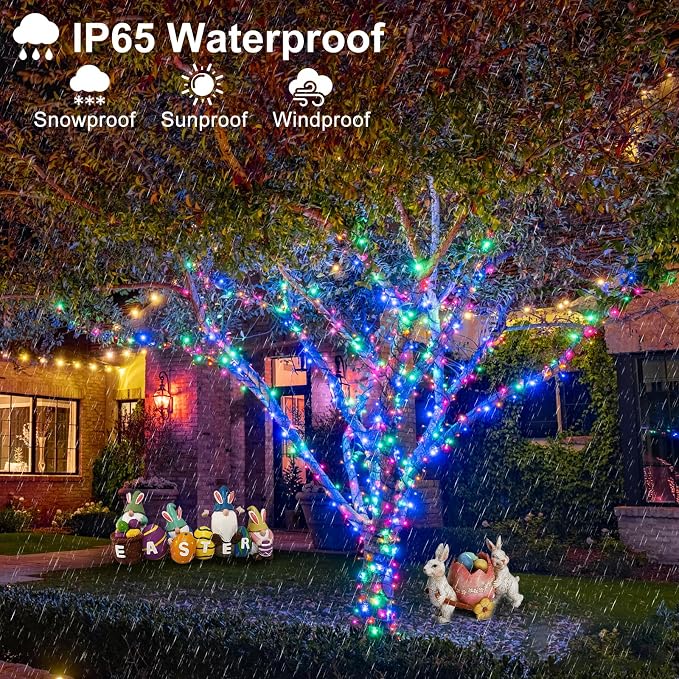 66FT 200 LED Christmas Lights Outdoor, Plug in Connectable Christmas Tree Lights Waterproof, 8 Modes String Lights for Outside Bedroom Patio Yard Party Holiday Decorations, Pastel Multicolor