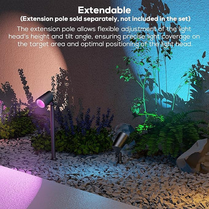 SUNTHIN 4 Pack Smart RGBW Landscape Lights, Color Changing Spot Lights | Outdoor LED Yard Lighting with Remote Control, Compatible with Alexa & Google Home, IP65 Waterproof for Garden, Trees & Walls
