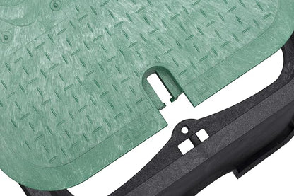 Orbit 53212 12" Standard Rectangular Sprinkler Valve Box, Black with Green Lid