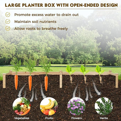 Incbruce 95x24x10 in Wooden Raised Garden Bed Planter, Bolt Assembly Elevated Flower Bed Boxes Kit for Vegetable Flower Gardening, Natural