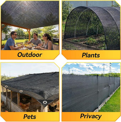 JOJOLEE 90% Sun Shade Cloth, 6x10FT Shade Net Mesh Tarp with Grommets, Black Sunblock Cover for Outdoor Patio Plants, Pergola, Greenhouse, Chicken Coop, Backyard, Balcony