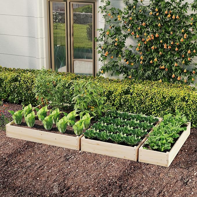 Giantex 3-Tier Raised Garden Bed with Trellis and 3 Planter Boxes, Outdoor Open-Ended Wood Raised Bed for Planting and Vines Flowers Vegetables Growing, 44"x45"x56"