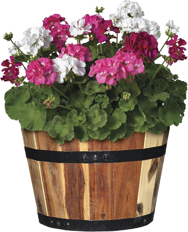 5/800/3 Wood Barrel Set of 3 Planters, Acacia
