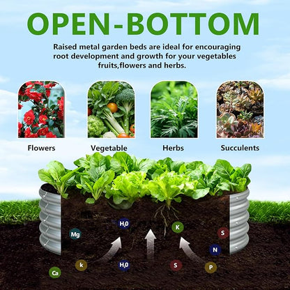 3Pack 3x3x1ft Galvanized Raised Garden Bed, Planter Raised Garden Beds Outdoor, Round Clearance Raised Garden Beds for Gardening Vegetables……