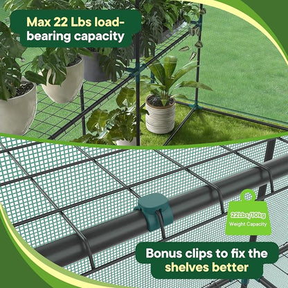 OLIXIS Outdoor Greenhouse, Walk-in Greenhouse with 2 Tier 8 Plant Shelves, Durable PVC Cover, 56"x56"x77" Portable Greenhouses for Outdoor Garden, Patio, Porch, Backyard Green Houses, Green