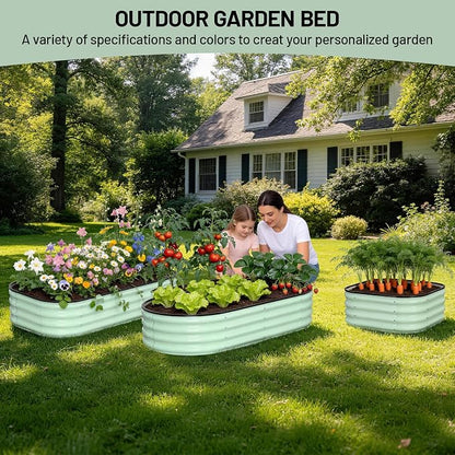 Garvee Galvanized Raised Garden Bed, 2Pcs Raised Garden Beds Outdoor, Rectangle Planter Raised Beds with Gloves and Rubber Edge Trim for Vegetables, Flowers and Herbs, 4x2x1 FT, Green