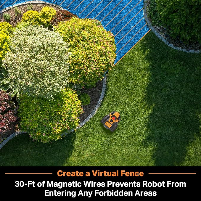 LawnMaster OcuMow Perimeter Wire Free Robot Lawn Mower Cuts Small Lawns 1000-2000 Square Feet with Optical Navigation, Obstacle Avoidance, Low Noise and No Go Functiont