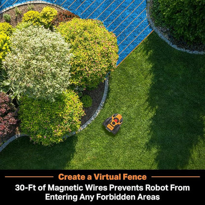 LawnMaster OcuMow Perimeter Wire Free Robot Lawn Mower Cuts Small Lawns 1000-2000 Square Feet with Optical Navigation, Obstacle Avoidance, Low Noise and No Go Functiont