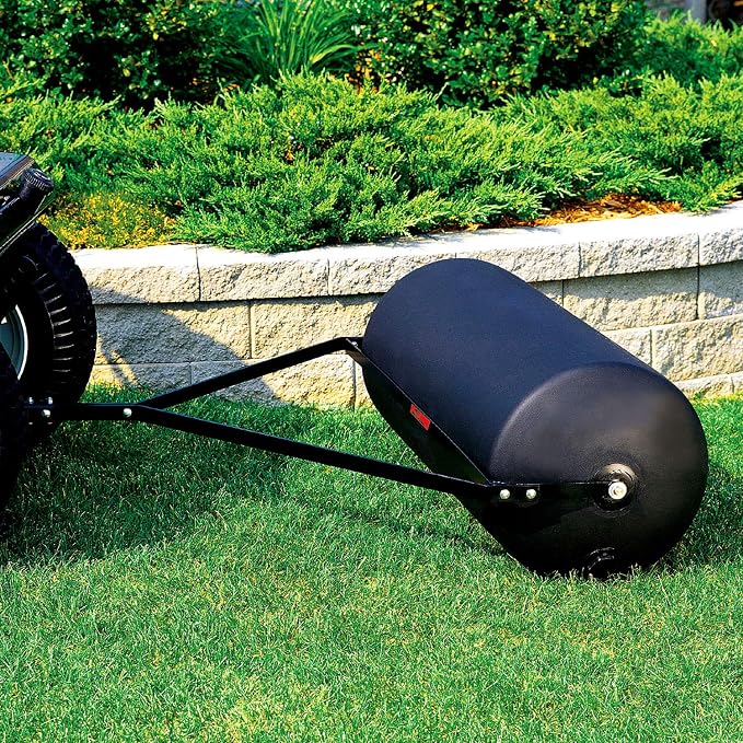 Brinly 42 Gallon 390 lb. Tow-Behind Poly Lawn Roller, 18 by 36" -Flat Black