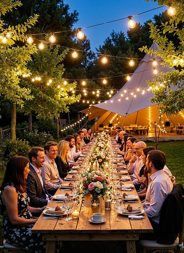 Brightown 37Ft Outdoor String Lights with Remote, 11 G40 Shatterproof LED Bulbs, Waterproof Connectable Hanging Patio Lights for Porch, Backyard, Bistro, Deck, Balcony, Home Decor, 2700K Dimmable