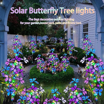 MRHEPHAESTUS Solar Garden Lights Outdoor, Waterproof 4 Pack Solar Butterfly Lights with 60 LED 12 Butterfly Colorful Lighting for Garden Yard Lawn Outdoor Decor, Gift for Mom Women Mother's Day