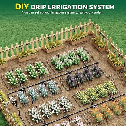 Drip Irrigation System for Garden, 2026-Upgraded Quick Connect Garden Watering Kit All-in-One with 1/2 inch 1/4 inch Irrigation Tubing for Garden, Lawn, Greenhouse, Raised Beds (233FT)