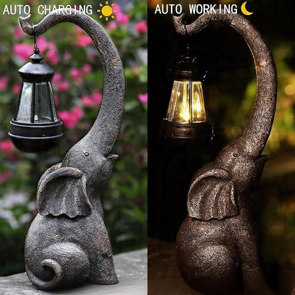 IVCOOLE Elephant Statue, Elephant Garden Statue with Solar Light, Elephant Decor, Outdoor Elephants Statue, Elephants Gifts for Mom