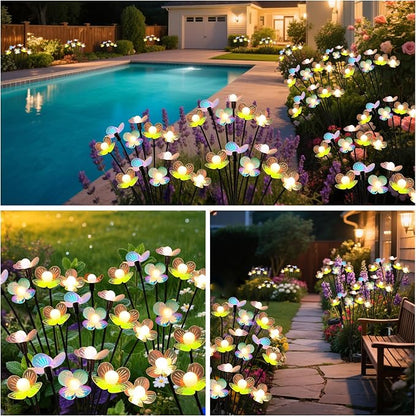 MRHEPHAESTUS Solar Garden Lights, 4 Pack 24 LED Solar Swaying Flower Light, Waterproof Firefly Lights Outdoor Fairy Light for Garden Patio Yard Pathway Flower Bed Decoration