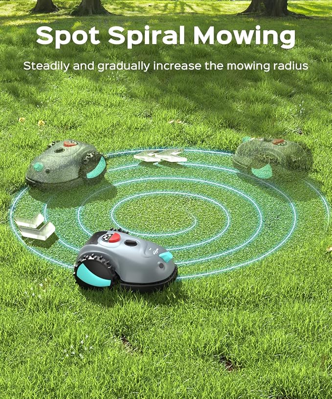 YARDCARE V100 Robot Lawn Mower with HD Vision Navigation, Smart Obstacle Detection, Collision Sensors, Adjustable Cutting Height, Low-Noise Operation—Perfect for Small Lawns up to 1,600 sq ft.
