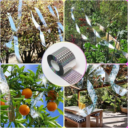 Ruolan Bird Scare Tape Ribbon,Reflective Tape Keep Birds Away Outdoor,Double Side Bird Flash Tape, Scare Geese, Pigeon, Duck, Woodpecker (1400FT)