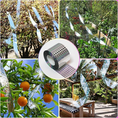 Ruolan Bird Scare Tape Ribbon(700FT) Reflective Tape Keep Birds Away Outdoor,Double Side Bird Flash Tape, Scare Geese, Pigeon, Duck, Woodpecker