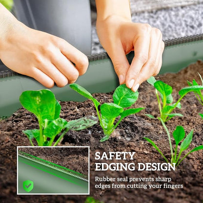 Outsunny 5' x 2' x 1' Galvanized Raised Garden Bed Kit, Outdoor Metal Elevated Planter Box with Safety Edging, Easy DIY Stock Tank for Growing Flowers, Herbs & Vegetables, Green