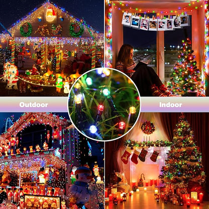 Toodour Solar Christmas Lights Outdoor, 2 Packs Total 144ft 400 LED Solar String Lights with 8 Mode, Outdoor Christmas String Light for Garden, Patio, Fence, Balcony, Xmas Tree Decor - Multicolor