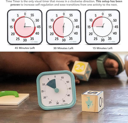 Time Timer MOD 60-Minute Visual Timer, Home Edition, Silent Operation, Study Tool for Homeschool and Office Use (Lake Day Blue)