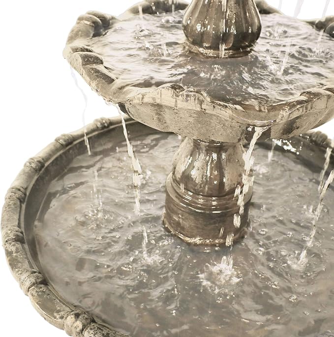 Sunnydaze Grand Courtyard 4-Tier Large Outdoor Water Fountain - 80" Tall Outdoor Fountain - Tiered Electric Garden Water Feature for Patio, Backyard, or Yard - Faux Stone Resin - Earth