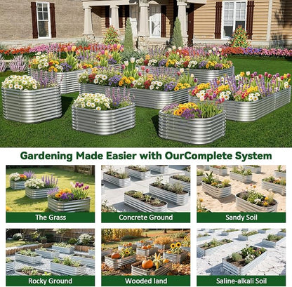 4 Pack 3x3FT Raised Beds for Gardening, Corrugated Galvanized Steel Raised Garden Bed, Outdoor Metal Above Ground Garden Bed for Vegetables and Flowers-3x3FTx10Inch