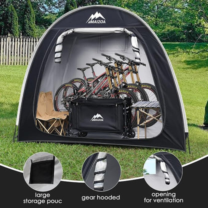 Bike Storage Shed Tent, 82*65*59 Inches, Outdoor Portable Storage Shelter for 4-5 Bicycles, 210D Oxford Fabric PU4000 Waterproof, Suitable for Storing Bicycles, Motorcycles and Various Tools