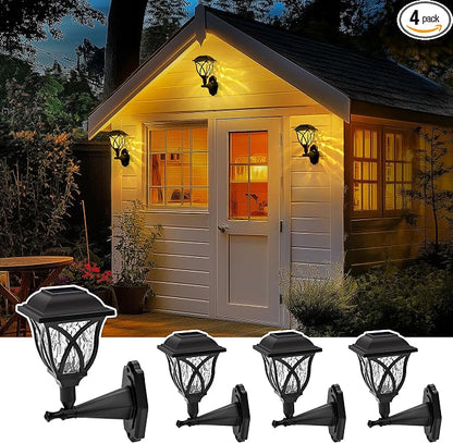 TISEJOY Solar Wall Lantern Outdoor Playhouse Light, Waterproof Decorative Solar Powered for Playground, Tree House, Storage Shed, Dog House, Garden Wall, Fence, Backyard, Outdoor Accessories (4 Pack)