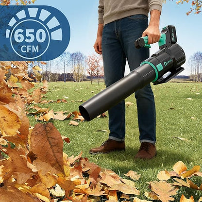 Garvee Brushless Leaf Blower Cordless- 20V Electric Leaf Blower & 2 Speed * 4.0Ah Battery Powered, 1*Charger Leaf Blowers for Lawn Care (650 CFM Blower Kit & 4.0 Ah Battery)