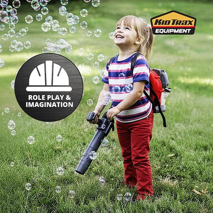Kid Trax Bubble Leaf Blower Backpack - Bubble Machine, Toddler Outdoor Toys, Kids Leaf Blower, Kids Party Favors, Realistic Appearance, Easy to Use, Toddler Boy Toys and Girls, Ages 3+ and Above, RED