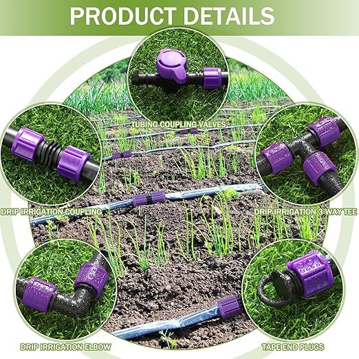 Tondiamo 500' 5/8 Inch Drip Tape Irrigation Tubing Kit 8 Mil 6" Spacing Garden Hose Watering Tube Line Automatic Equipment for Garden Irrigation System Farms, Landscape, Lawn