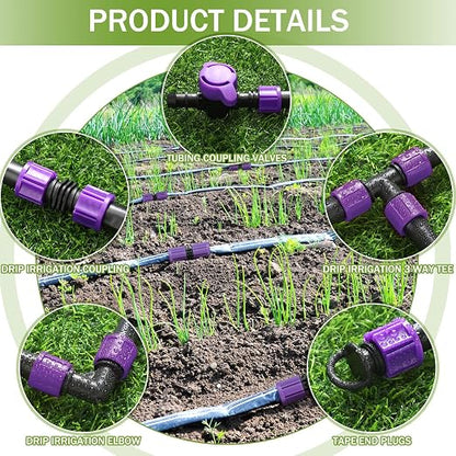 Tondiamo 250' 5/8 Inch Drip Tape Irrigation Tubing Kit 8 Mil 6" Spacing Garden Hose Watering Tube Line Automatic Equipment for Garden Irrigation System Farms, Landscape, Lawn