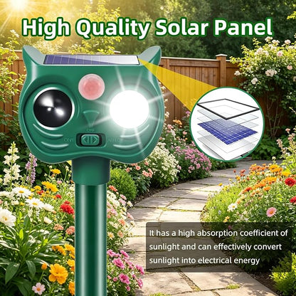 4PCS Solar Animal Repellent Outdoor, Ultrasonic Cat Repeller Outdoor&Deer Repellent Device, Rabbit Squirrel Raccoon Repellent with Motion Sensor LED Lights for Garden Yard