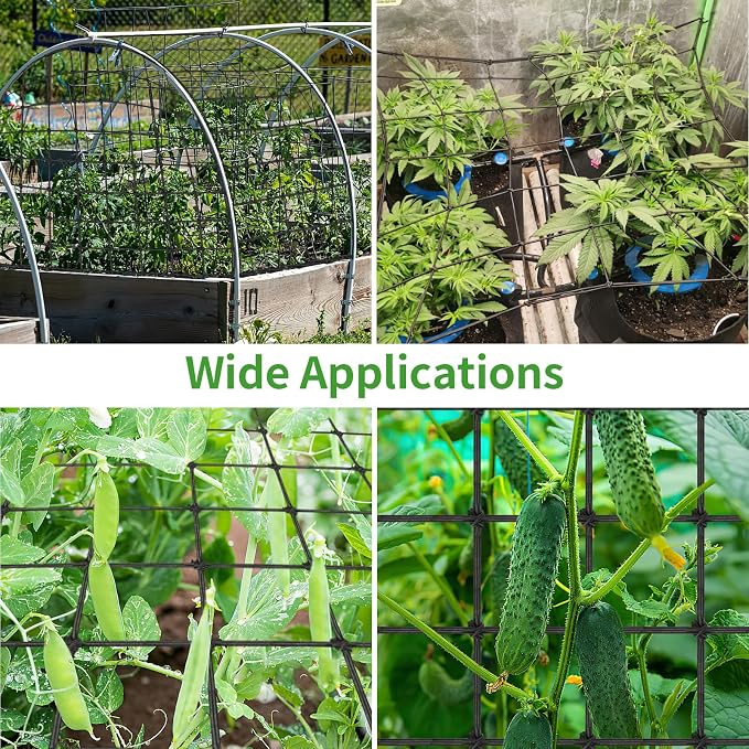 Trellis Netting, 2 Pack Scrog Nets with 8 Hooks, 4x4 Trellis Net for Grow Tent, Heavy-Duty Plant Net for Cucumber Gardening and Horticulture, Grow Tent Accessories