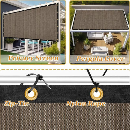 Shade&Beyond Customized Size 22' X 24' Shade Cloth with Grommets, 90% UV Protection UV Protection Mesh Tarp Sun Screens for Patio GN01, Mocha