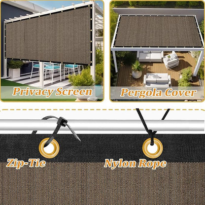 Shade&Beyond Customized Size 11' X 11' Shade Cloth with Grommets, 90% UV Protection UV Protection Mesh Tarp Sun Screens for Patio GN01, Mocha