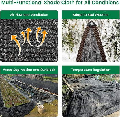 Shade Cloth, 14FT X 20FT 50% Black Outdoor Woven Sun Shade with Grommets, Durable Breathable Netting Shading Antifreezing for Patio, Garden, DIY Home, Plants Cover, Greenhouse, Dog Kennel