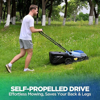 18-Inch Electric Lawn Mower, 40V Self-Propelled Cordless Lawn Mower with 4.0Ah Battery & Charger, Brushless Motor, 2-in-1 Mulching & Bagging, 6-Position Height Adjustment, for Small to Medium Yards