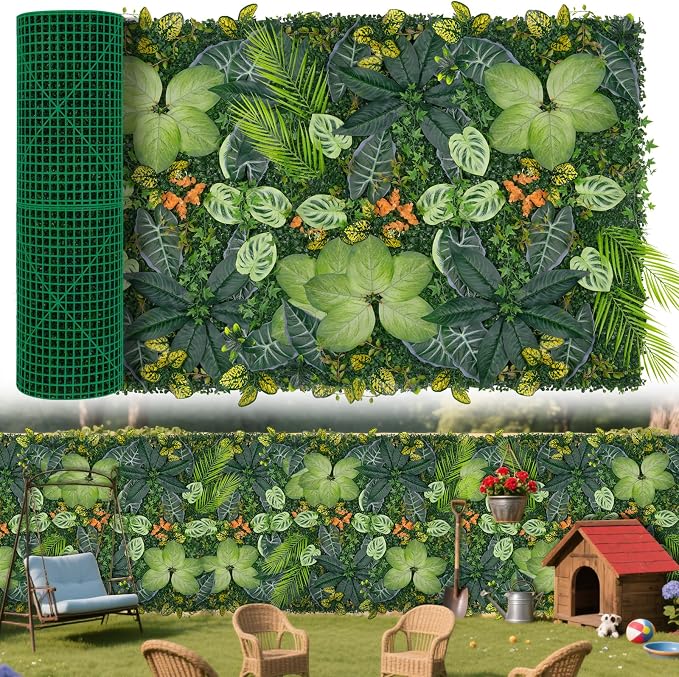 Grooy 40"x120"(33.33 SQFT) Artificial Grass Wall, Greenery Backdrop Wall with UV-Anti, Fake Grass Panels for Indoor Party Wedding and Outdoor Garden Decor