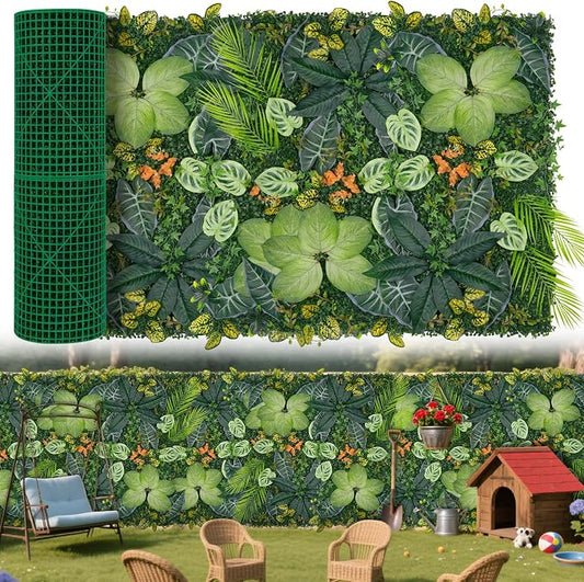 Grooy 40"x120"(33.33 SQFT) Artificial Grass Wall, Greenery Backdrop Wall with UV-Anti, Fake Grass Panels for Indoor Party Wedding and Outdoor Garden Decor