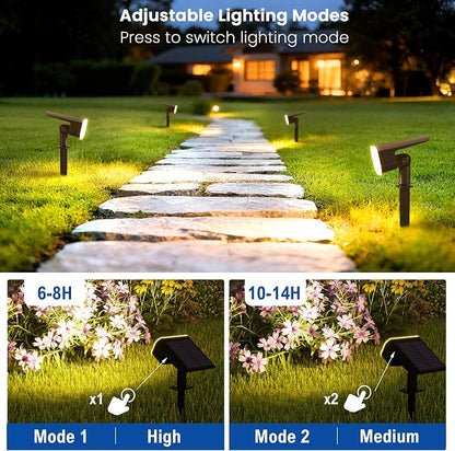 JEJOT Solar Lights Outdoor Waterproof IP65, Super Bright LED with Lens, 3000K 2 Lighting Modes, Solar Powered Yard Garden Solar Spot Lights for Outside Landscape Auto On/Off -8 Pack